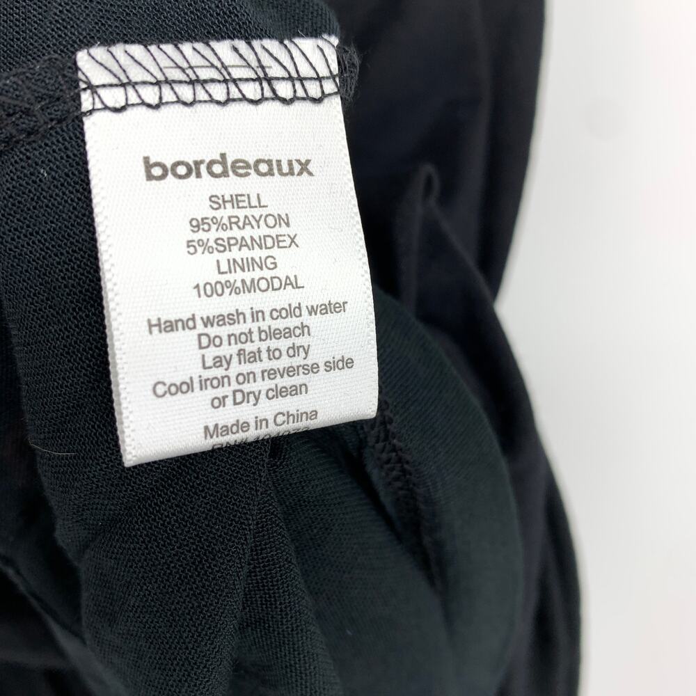 Bordeaux Sleeveless Dress Womens Size Small Black Draped Front Jersey Knit - Picture 6 of 6